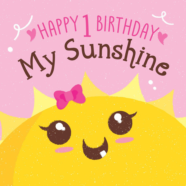Happy 1st Birthday Sunshine Cute Baby Sun Confetti-exploding Greetings Card