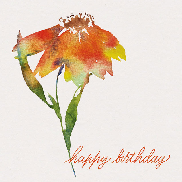 Beautiful Painted In Watercolor Flowers Happy Birthday Confetti-exploding Greetings Card