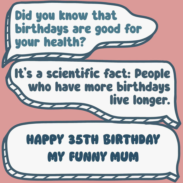 Funny Dialogues Happy 35th Birthday Mum Confetti-exploding Greetings Card