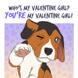 Who Is My Valentine Girl? Cute Beagle Valentine's Day Confetti-exploding Greetings Card