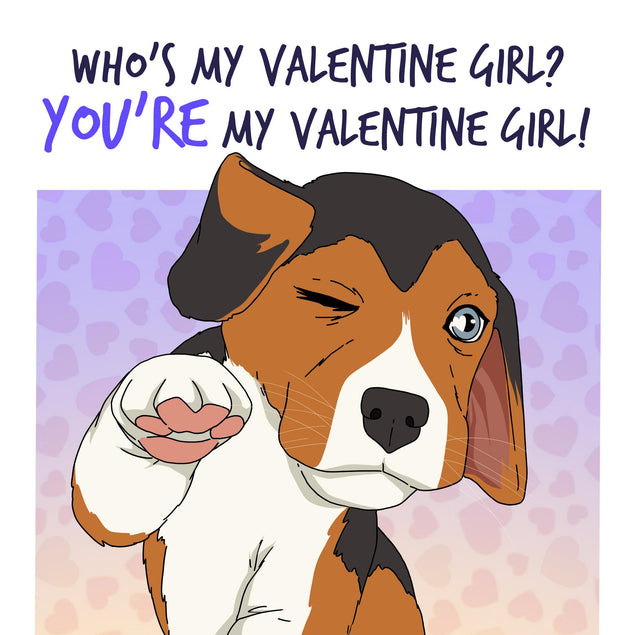 Who Is My Valentine Girl? Cute Beagle Valentine's Day Confetti-exploding Greetings Card