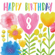 Delicate Flowers Happy 8th Birthday Confetti-exploding Greetings Card