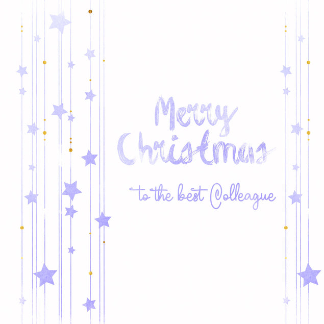 Merry Christmas Best Colleague Blue Stars Confetti-exploding Greetings Card