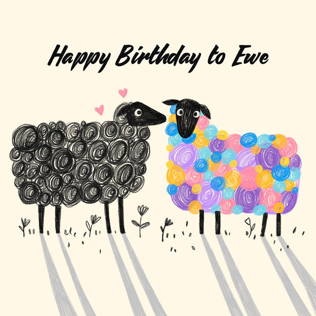 Happy Birthday Colourful Ewe Confetti-exploding Greetings Card