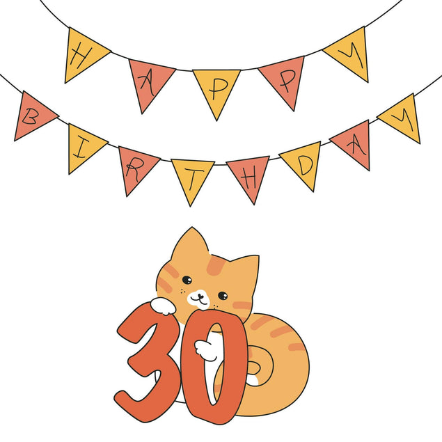 Birthday Cat 30 Confetti-exploding Greetings Card