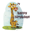 Funny Confused Giraffe Happy Birthday Confetti-exploding Greetings Card