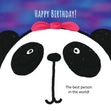 Purple Blue Background Panda Happy Birthday Best Person Confetti-exploding Greetings Card