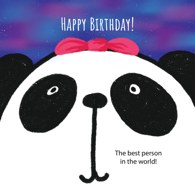 Purple Blue Background Panda Happy Birthday Best Person Confetti-exploding Greetings Card