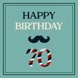 Happy 70th Birthday Moustache Blue Confetti-exploding Greetings Card