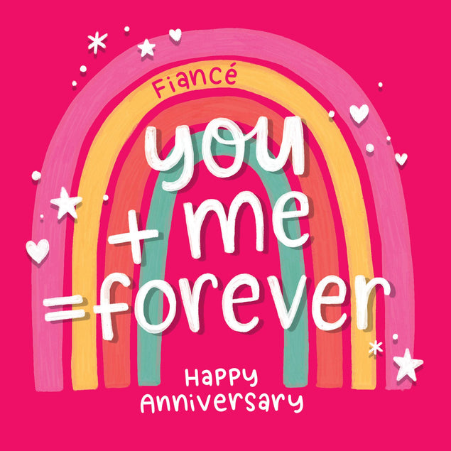 Happy Anniversary Fiance You + Me = Forever Confetti-exploding Greetings Card