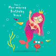 Pink Mermaid Niece Birthday Confetti-exploding Greetings Card