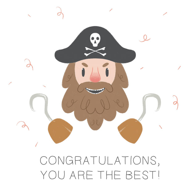 Congratulations You Are The Best Pirate With Two Hooks Confetti-exploding Greetings Card