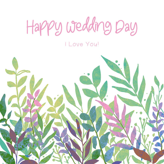 Happy Wedding Day I Love You Plants White Confetti-exploding Greetings Card