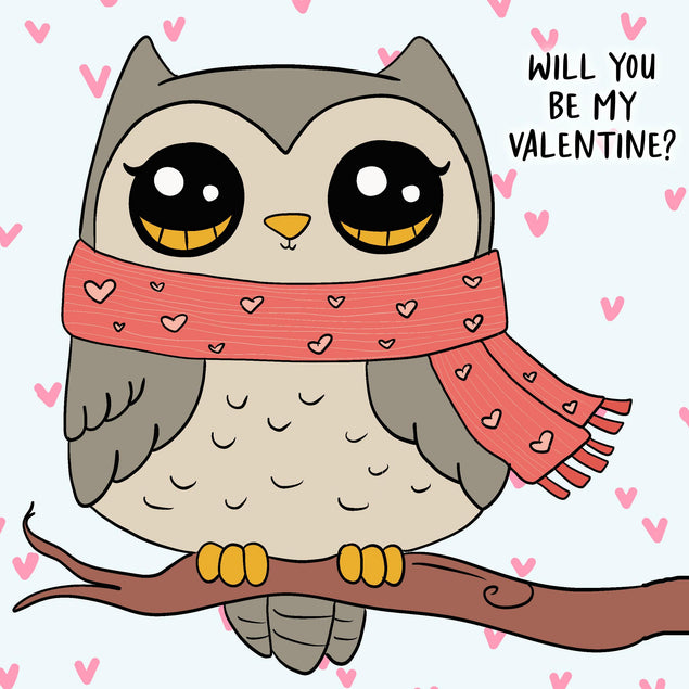Will You Be My Valentine? Cute Owl Valentine's Day Confetti-exploding Greetings Card