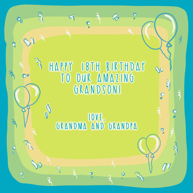 Cute Colorful Balloons Happy 18th Birthday Grandson Confetti-exploding Greetings Card