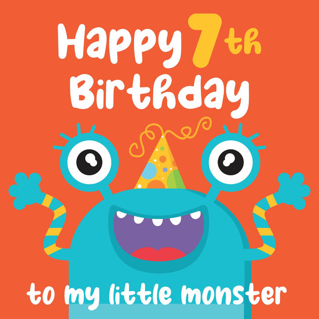 Happy 7th Birthday To My Little Monster Confetti-exploding Greetings Card