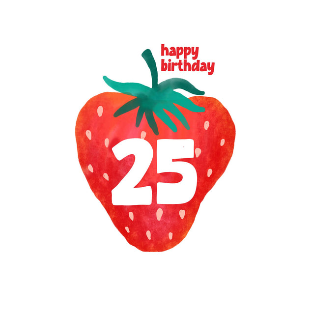 Juicy Strawberry Happy 25th Birthday Confetti-exploding Greetings Card