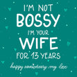 Green Background Happy 13th Anniversary Husband Confetti-exploding Greetings Card
