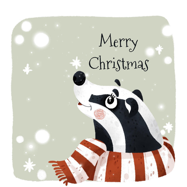 Merry Christmas Cute Badger Confetti-exploding Greetings Card