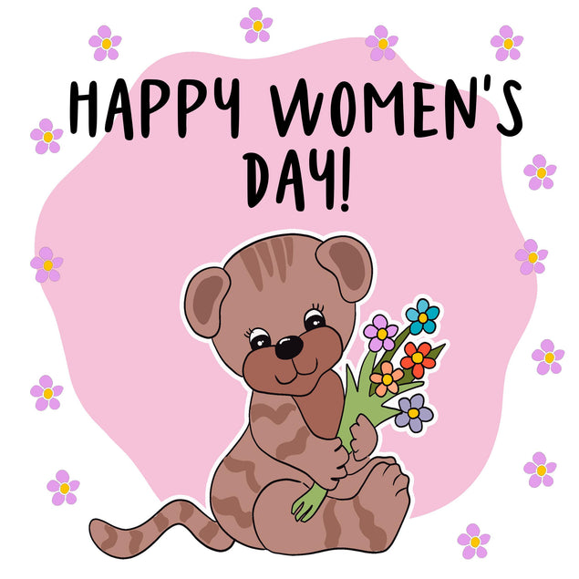 Cute Teddy Happy Women's Day Confetti-exploding Greetings Card