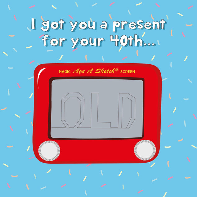 Etch A Sketch Happy 40th Birthday Confetti-exploding Greetings Card