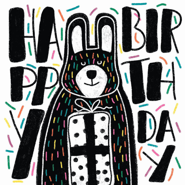 Rabbit Birthday Confetti-exploding Greetings Card