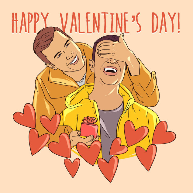 Cute Gay Couple Valentine's Confetti-exploding Greetings Card