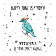 Spirit Animal Happy June Birthday Confetti-exploding Greetings Card