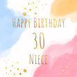 Golden Abstract Niece 30th Birthday Confetti-exploding Greetings Card