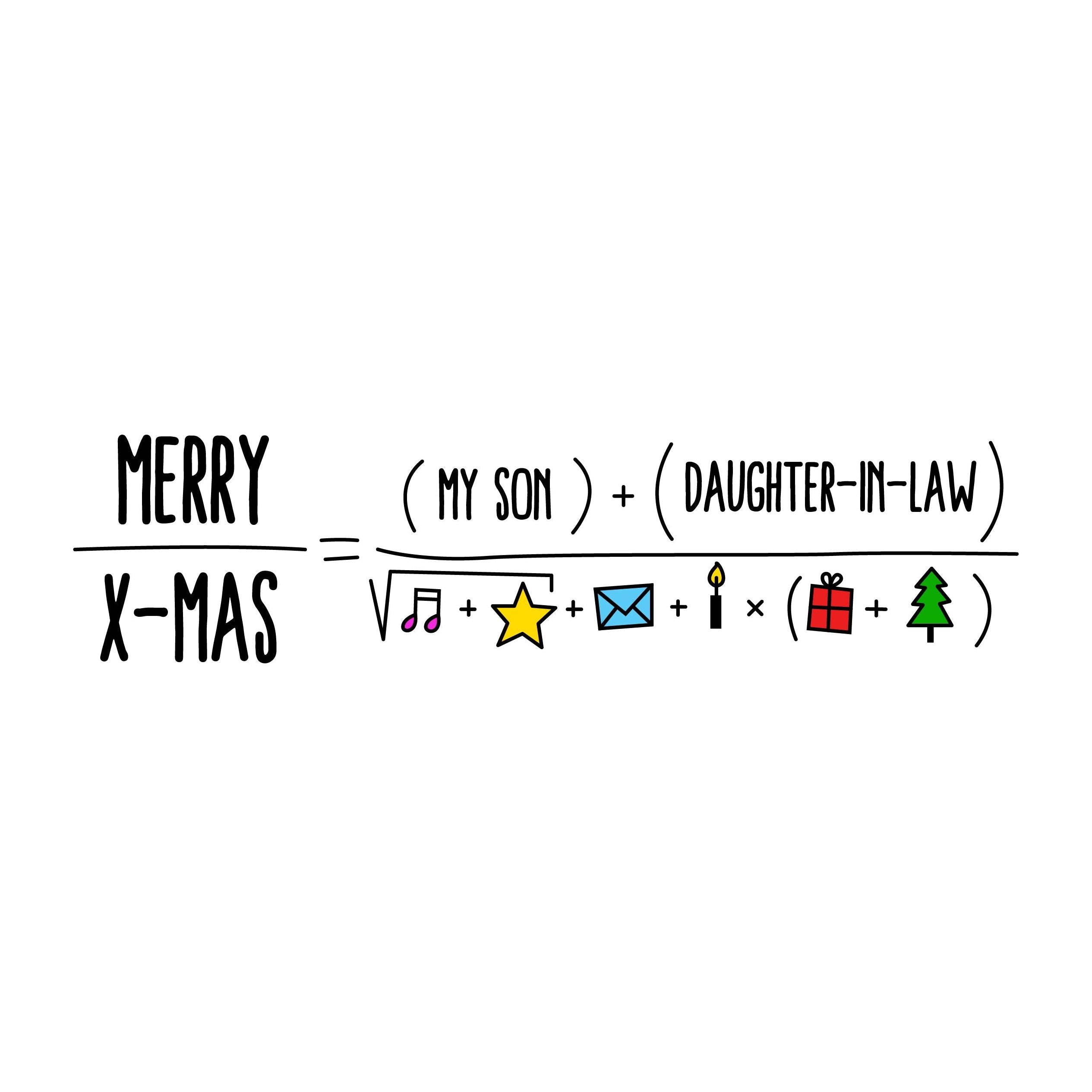 Merry Christmas Son And Daughter-in-law Equation Confetti-exploding Gr ...