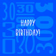 Happy 30th Birthday Blue Background Confetti-exploding Greetings Card