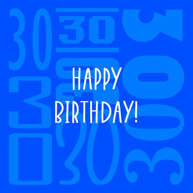 Happy 30th Birthday Blue Background Confetti-exploding Greetings Card