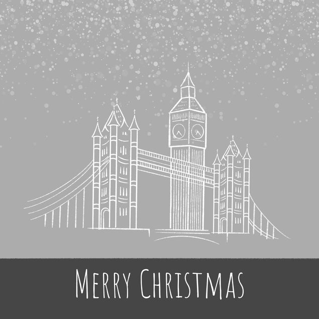 Merry Christmas London Snowfall Confetti-exploding Greetings Card
