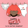 Hanging Baby In Pink Happy 1st Birthday Daughter Confetti-exploding Greetings Card