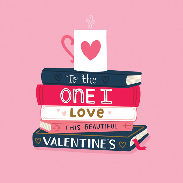 To The One I Love This Beautiful Valentine's Day Pile Of Books Confetti-exploding Greetings Card