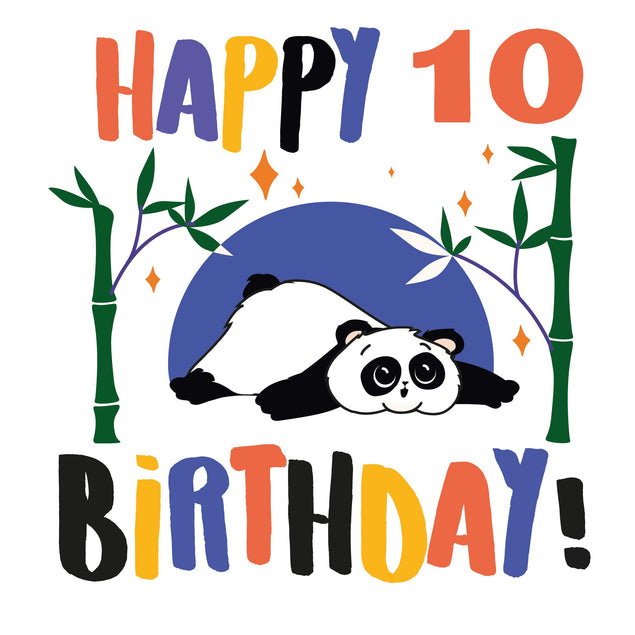Cute Lovely Panda Happy 10th Birthday Confetti-exploding Greetings Card