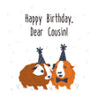 Cute Guinea Pigs Happy Birthday Cousin Confetti-exploding Greetings Card