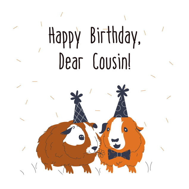 Cute Guinea Pigs Happy Birthday Cousin Confetti-exploding Greetings Card
