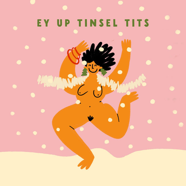 Tinsel Tits Naked Lady Christmas Confetti-exploding Greetings Card