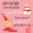 Plenty Of Adventures Waiting For You Ahead Happy 5th Birthday Niece Confetti-exploding Greetings Card