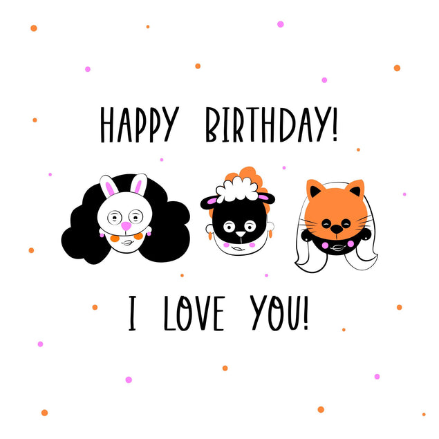 Animals Happy Birthday I Love You Confetti-exploding Greetings Card
