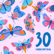 Delicate Pink Butterfly 30th Birthday Confetti-exploding Greetings Card