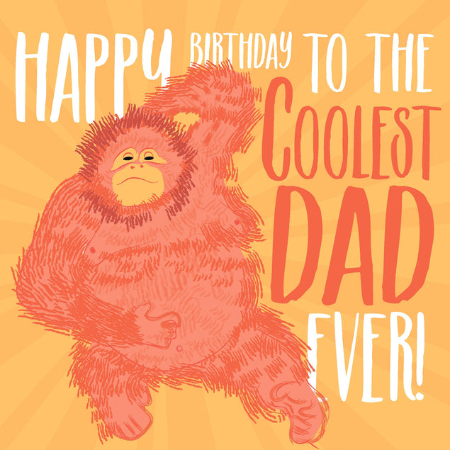 Orangutan Happy Birthday To The Coolest Dad Confetti-exploding Greetings Card
