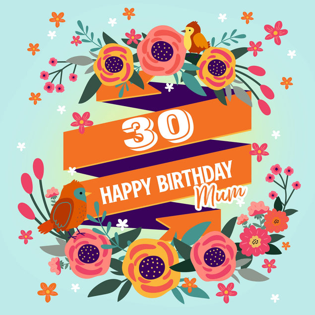 Singing Birds Mum 30th Birthday Confetti-exploding Greetings Card