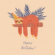 Happy Birthday Sloth Lying On A Branch Confetti-exploding Greetings Card