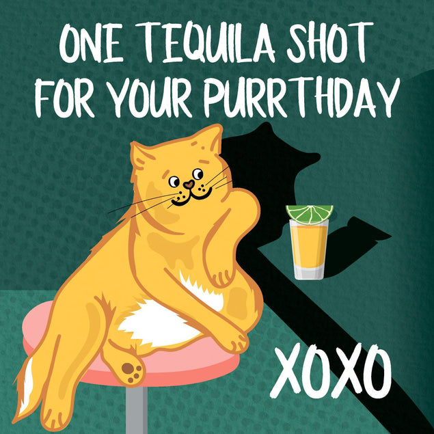 Purrthday Tequila Shot Confetti-exploding Greetings Card