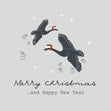 Merry Christmas And Happy New Year Flying Black Swans Confetti-exploding Greetings Card