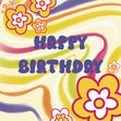 Happy Birthday Hippie Flowers And Swirls Confetti-exploding Greetings Card
