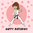Karate Girl Happy Birthday Confetti-exploding Greetings Card