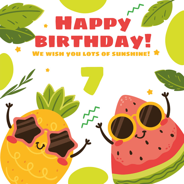 Shining Pineapple And Watermelon Happy 7th Birthday